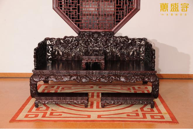 微凹黃檀荷花羅漢床